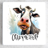 Crazy Heifer Ceramic Coaster
