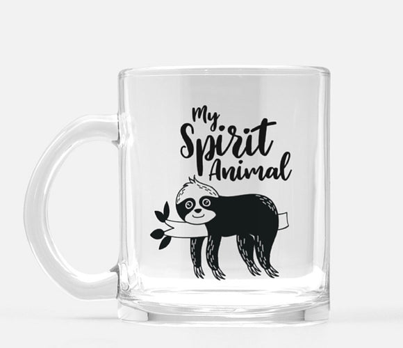My Spirit Animal Sloth Glass Mug 10 oz.