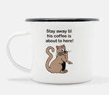 Stay Away Cat Camp Mug with Black Rim 10 oz.
